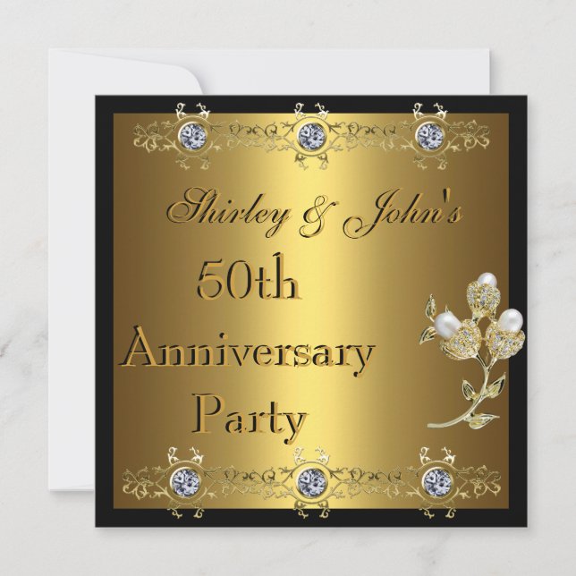 Invitation 50th Wedding Anniversary Party Gold (Front)