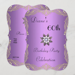 Invitation 60th Birthday Floral Mauve Pearl Jewel