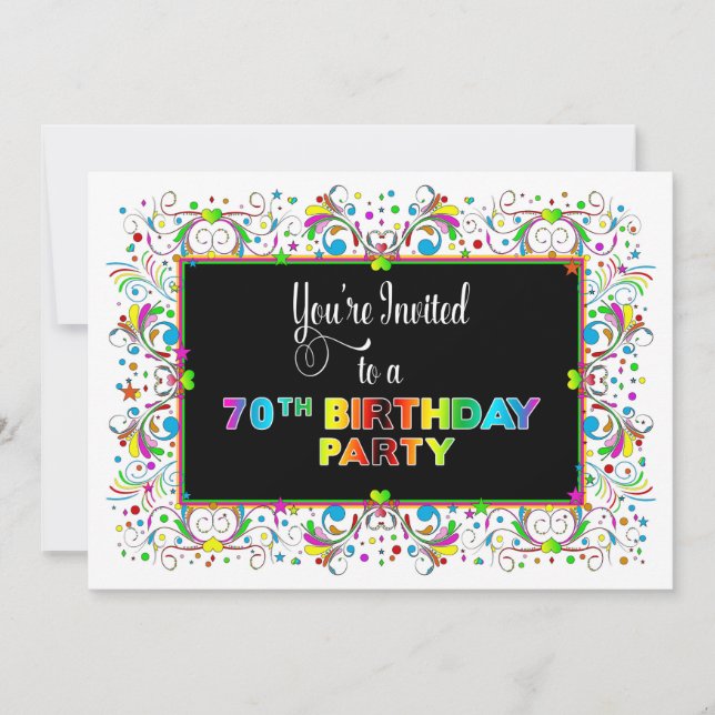 Invitation, 70th Birthday Party, Vivid Colours Invitation (Front)