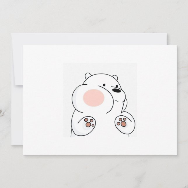 Invitation Adorable Blushing Bear (Front)