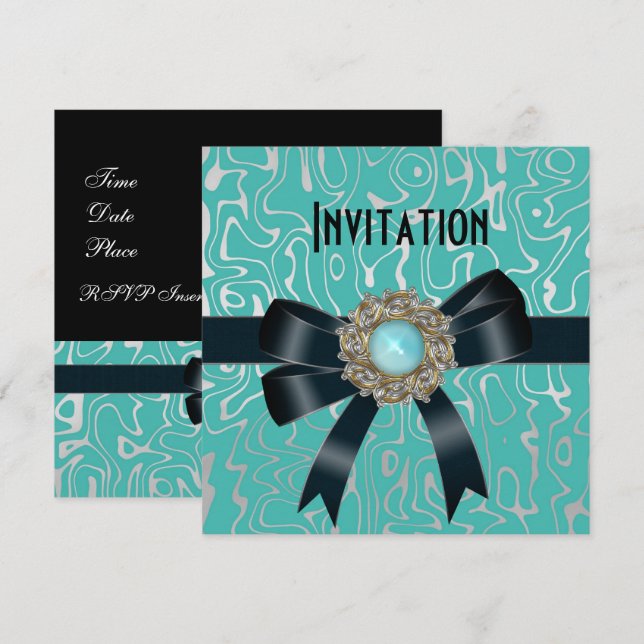 Invitation All Occasion Black Ultra Teal Jewel (Front/Back)