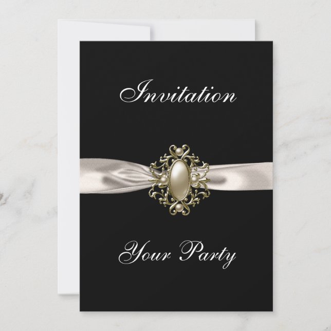 Invitation All Occasions Biege Cream Jewel Black (Front)