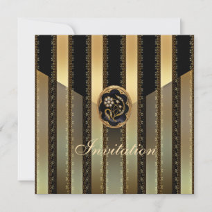 Invitation All Occasions Black Gold Stripe