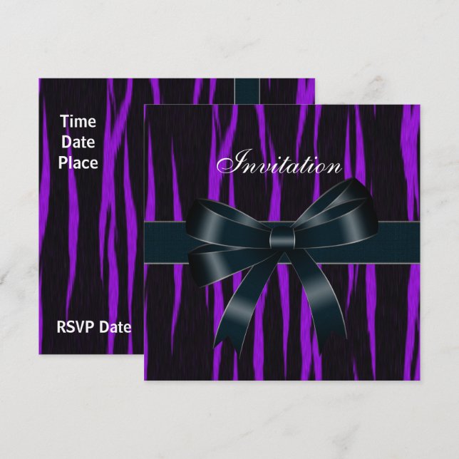 Invitation All Occasions Black Purple Bow (Front/Back)