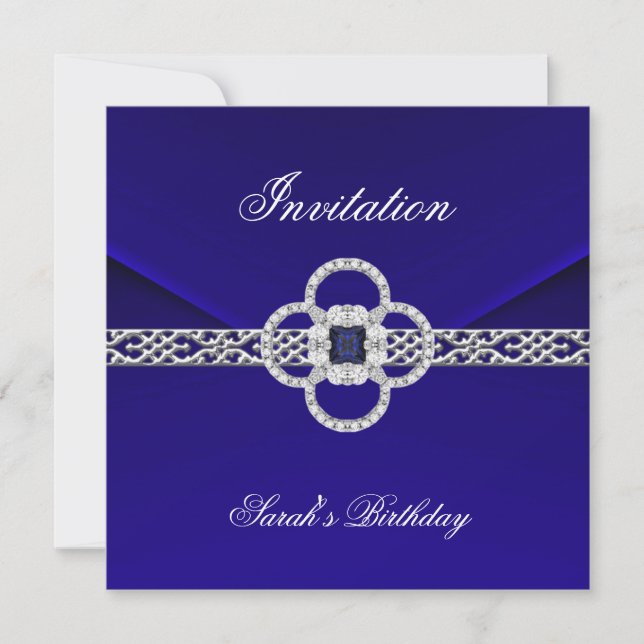 Invitation All Occasions Blue Silver Jewel NEW (Front)