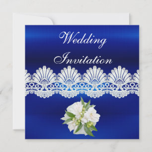 Invitation All Occasions Blue White Lace Floral