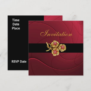 Invitation All Occasions Rich Red Print Jewel