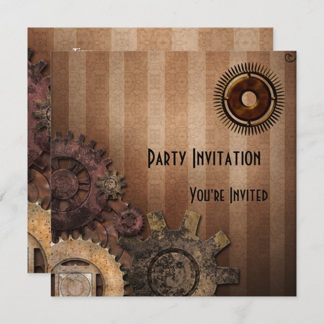 Invitation All Occasions Zizzago Steampunk Design (Front/Back)