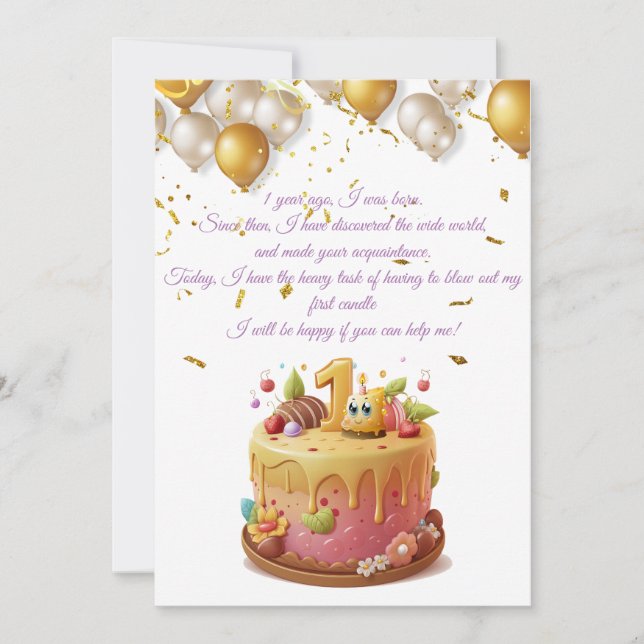 Invitation Anniversaire Première bougie (Front)