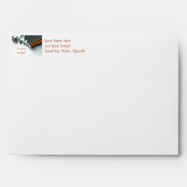 Invitation Any Occasion Lace Digital Fractal Envelopes (Front)