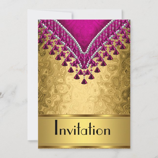 Invitation Any Party Gold and Purple (Front)