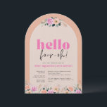 Invitation Arch Rose floral, 40th birthday<br><div class="desc">A mix of watercolor rose florals and simple typography gives this 40th birthday invitation a modern style. Minimalist and chic,  this design uses bright purple tones on a dusty pink background. Easy to personalise with your party details. Cute typography,  "hello,  four-oh!".</div>