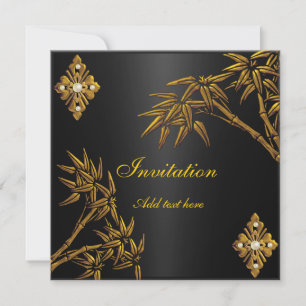 Invitation Asian Gold and Black