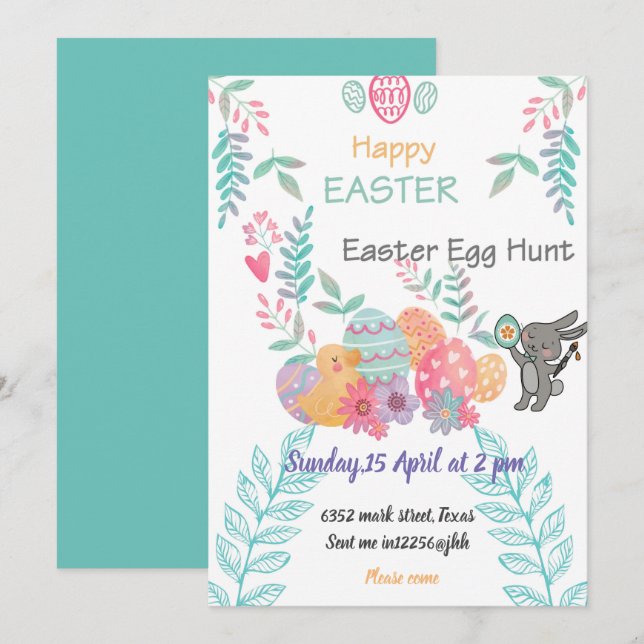 Invitation attending an Easter party 111 (Front/Back)