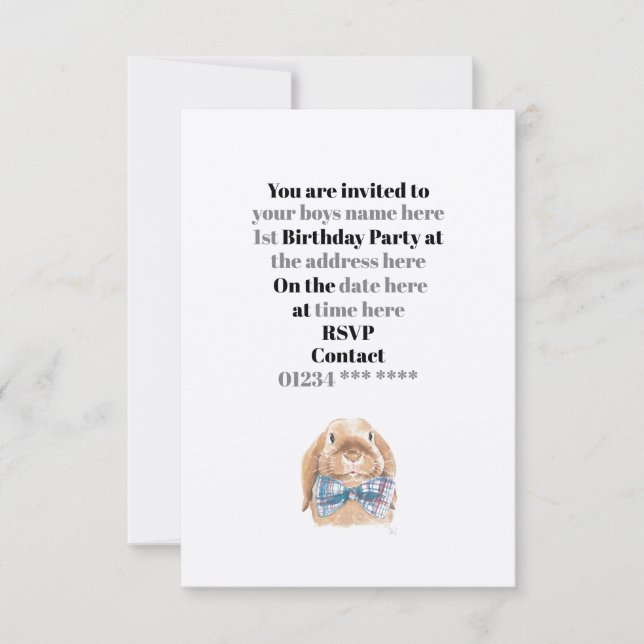 Invitation - Baby Boys 1st Birthday Party (Front)