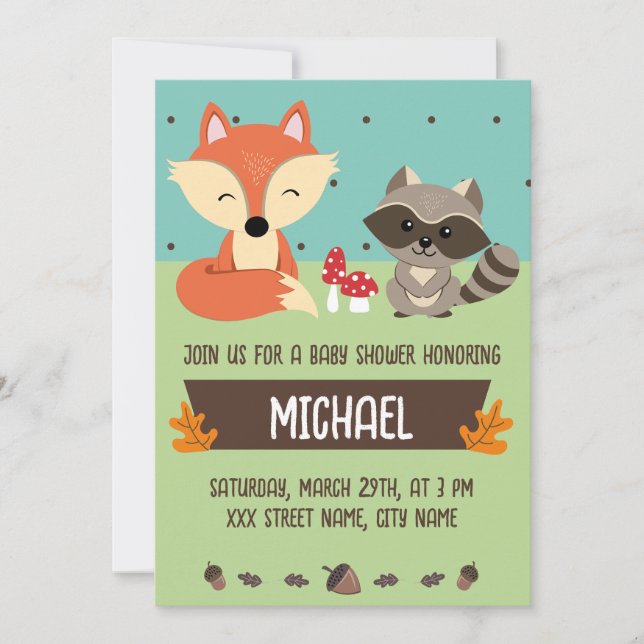 Invitation baby forest animalitos (Front)