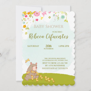 Invitation Baby Shower Bear and duckies