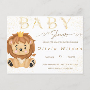 invitation baby shower, cute animal postcard