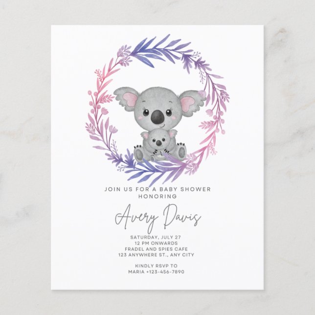 invitation baby shower mum animal (Front)