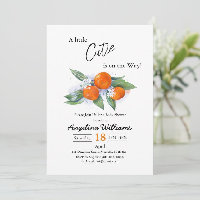 Invitation Baby shower tangerine (Standing Front)