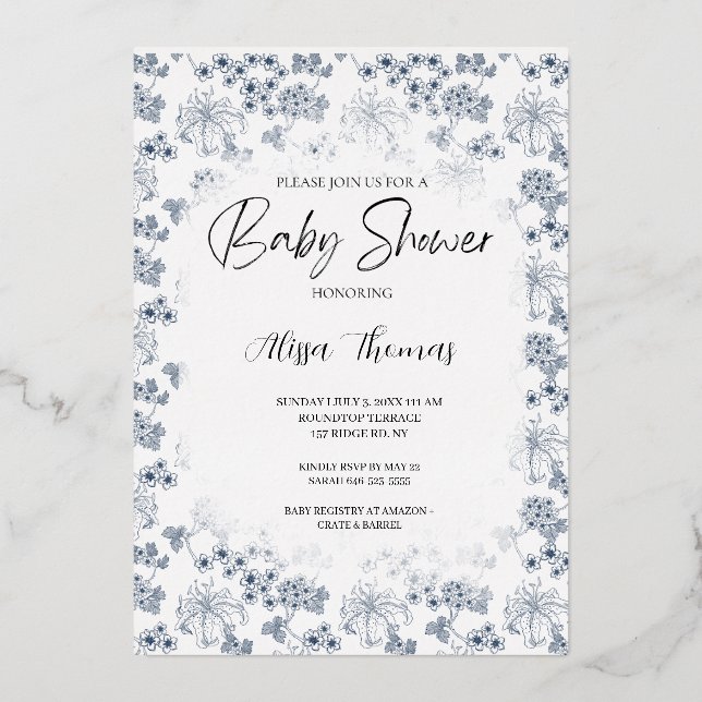 Invitation baby shower Toile Desing-Customizable (Front)