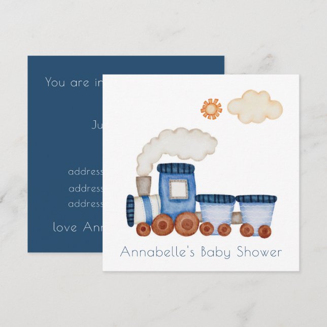 INVITATION : BABY SHOWER : TOY TRAIN (Front/Back)