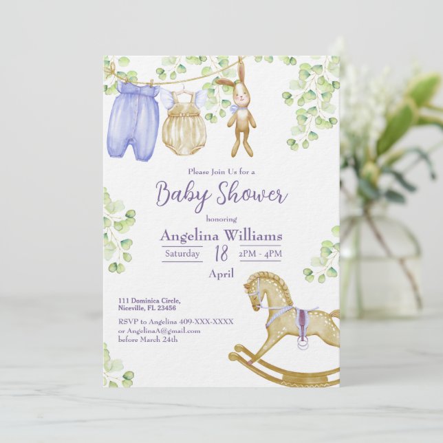 Invitation baby shower with charming designs. (Standing Front)
