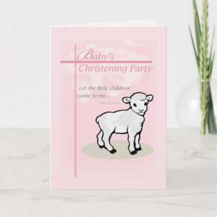 Invitation, Baptism, Pink, Girl, Lamb Invitation
