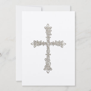 Invitation Baptism Silver Cross