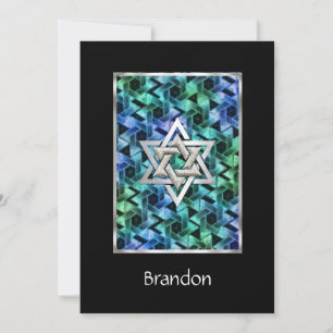 Invitation Bar Mitzvah Star of David Blue & Green