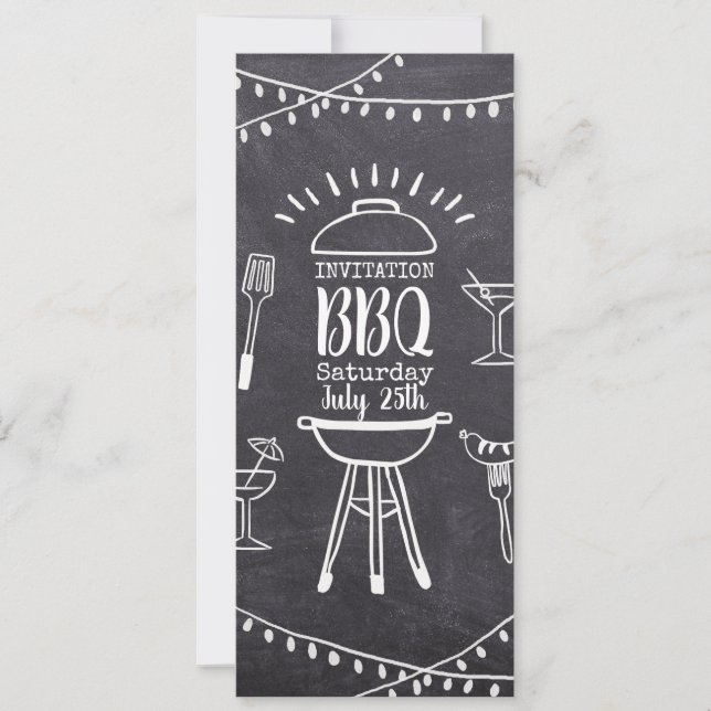Invitation barbecue garden party chalkboard BBQ (Front)