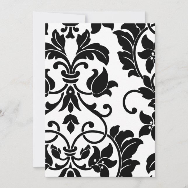 Invitation Bat Mitzvah Black and White Damask (Front)