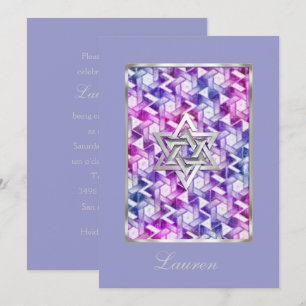 Invitation Bat Mitzvah Star of David Damask