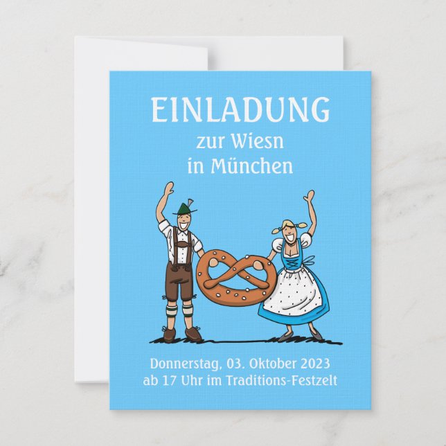 Invitation BEER FESTIVAL Munich Couple Pretzel (Front)