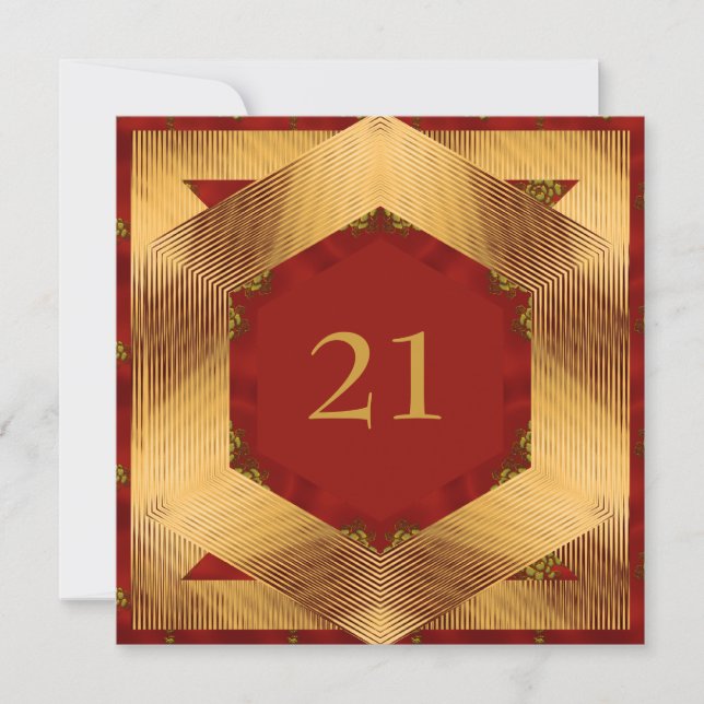 Invitation Birthday Abstract  Red Yellow (Front)