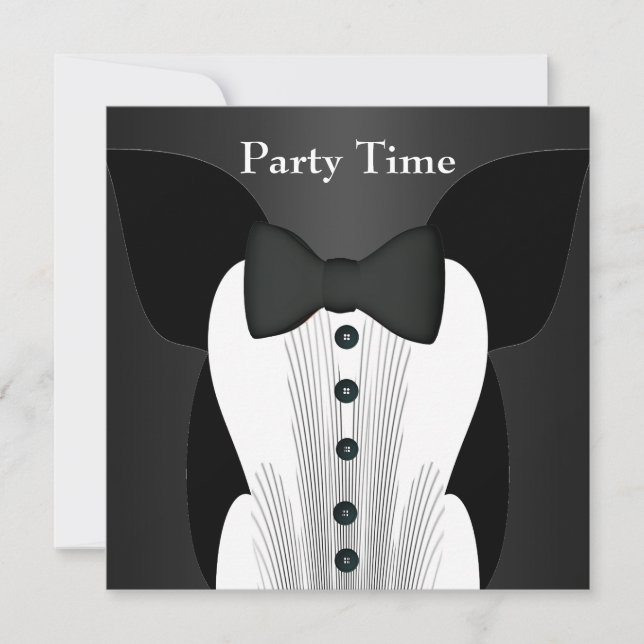 Invitation Birthday Black Tie Suit (Front)