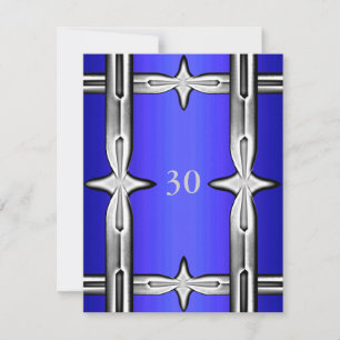 Invitation Birthday Cobalt Blue & Silver