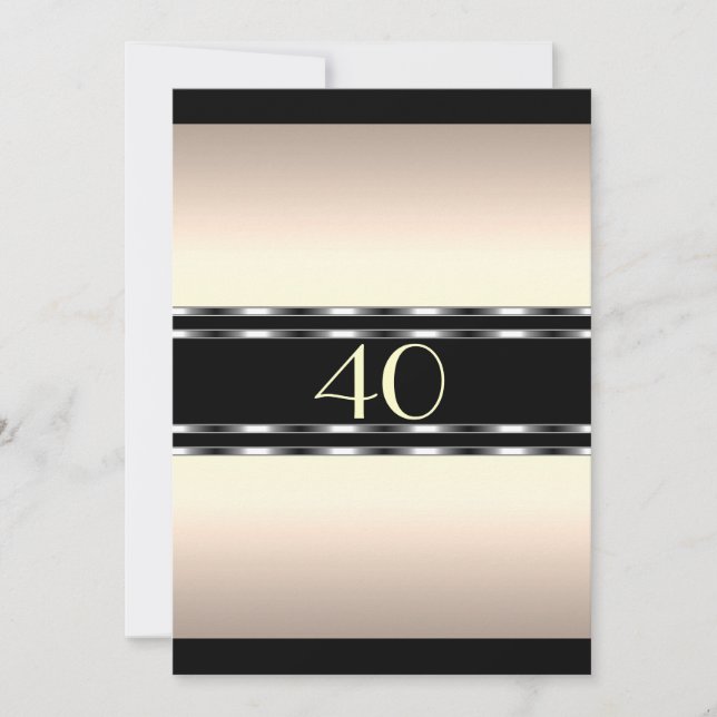 Invitation Birthday Cream Glam with Black Large (Front)
