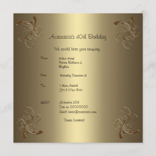 Invitation Birthday Gold Floral 2