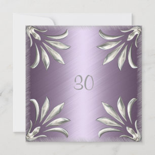 Invitation Birthday Mauve with Silver Floral
