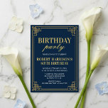 Invitation Birthday Party Navy Gold Art Deco 80th<br><div class="desc">🥂Celebrate an 80th milestone with this elegant Navy and Gold Art Deco invitation. Perfect for a luxury birthday party, this design is easy to personalize for your special event. ✨ ⚜️Complete your 80th birthday celebration with our extensive range of matching party supplies. From invitations and decor to unique gifts and...</div>