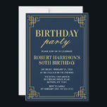 Invitation Birthday Party Navy Gold Art Deco 80th<br><div class="desc">🥂Celebrate an 80th milestone with this elegant Navy and Gold Art Deco invitation. Perfect for a luxury birthday party, this design is easy to personalize for your special event. ✨ ⚜️Complete your 80th birthday celebration with our extensive range of matching party supplies. From invitations and decor to unique gifts and...</div>