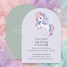 Invitation birthday party with unicorn.