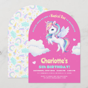 Invitation birthday party with unicorn.