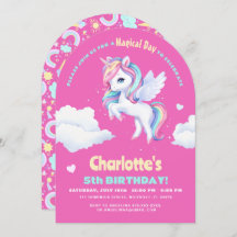 Invitation birthday party with unicorn.