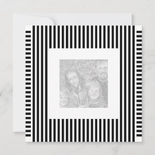 Invitation Birthday Stripe Black White Photo