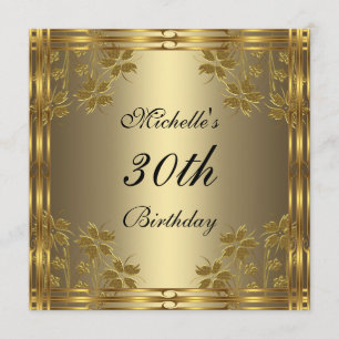 Invitation Black Bronze Gold & Gold Flowers