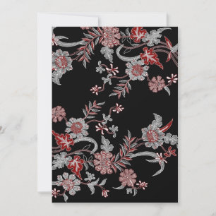 Invitation black modern floral batik pattern