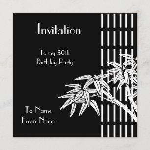 Invitation Black White Asian Bamboo
