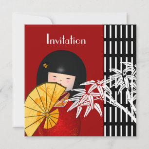 Invitation Black White Asian Bamboo